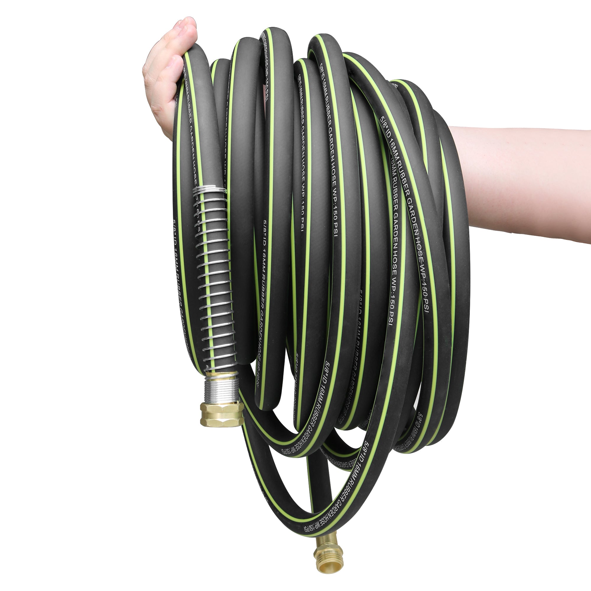 Wurzberge Rubber Garden Hose 50ft, 5/8" Leak Proof Water Hose Pipe with Brass Connector, Flexible and Lightweight for Easy Move Round Yard