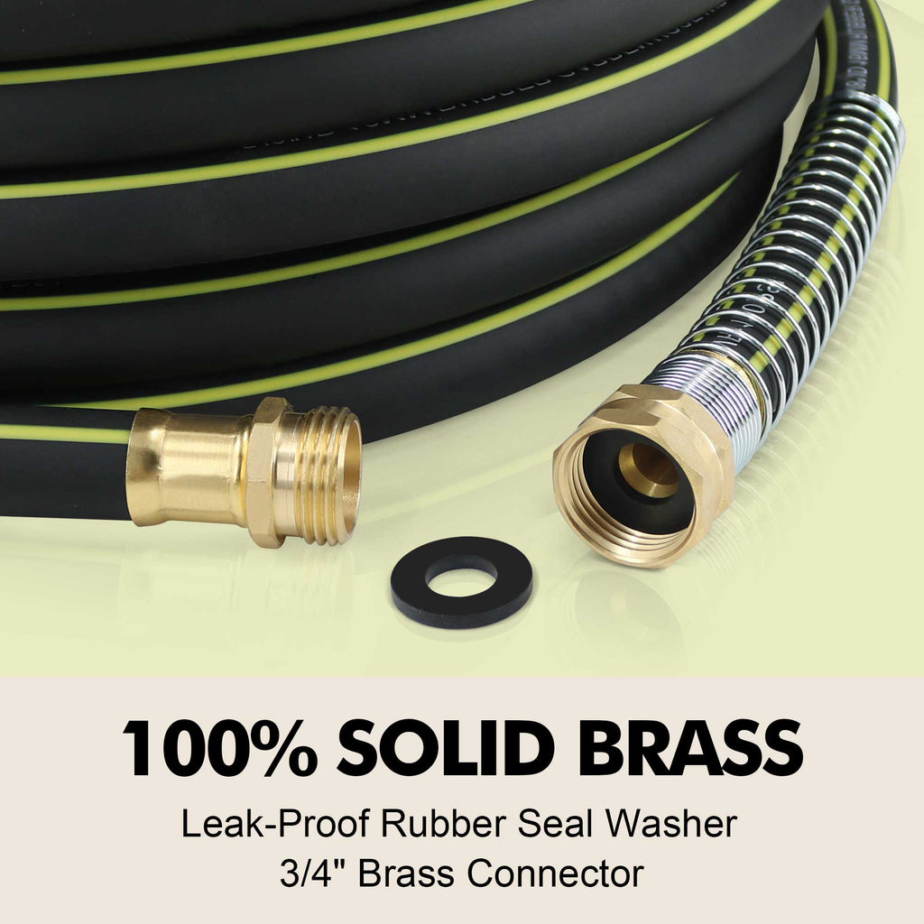 Wurzberge Rubber Garden Water Hose 25ft, 5/8" Leak Proof Garden Hose with Brass Connector, Flexible Hose Pipe for Lawn, Watering Cleaning & Washing