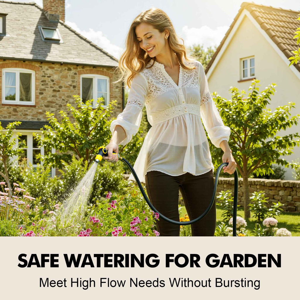 Wurzberge Rubber Garden Water Hose 25ft, 5/8" Leak Proof Garden Hose with Brass Connector, Flexible Hose Pipe for Lawn, Watering Cleaning & Washing